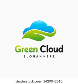 Green Cloud Technology Logo designs concept vector, Online Farm logo symbol