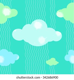 Green Clouds Pattern Background Vector Illustration