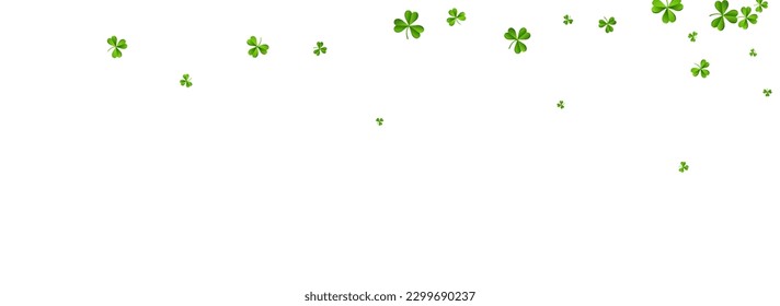 Fondo Panorámico Blanco Del Vector De Aire Verde Del Aire Del Acanto. Patrón de caída de la hoja de primavera. Diseño de Shamrock Wind. Papel de fondo botánico de color olivo.