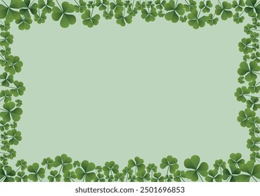 Green clover background. A drawing of a green three-leaf clover.