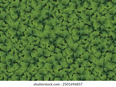 Grüner Klee Hintergrund. Eine Zeichnung eines grünen dreiblättrigen Klees.