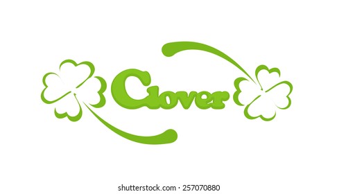 Green clover elements on white background, illustration. 
