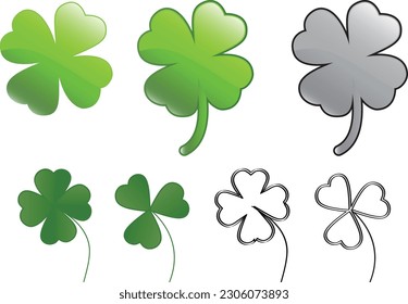 Green Clover four-leaf clover St Patrick's day vector