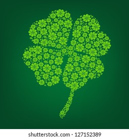Green Clover With Gradient Mesh, Vector Illustration