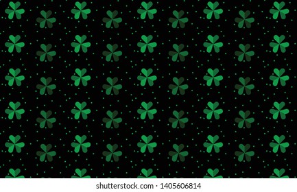 Green Clover Grass Pattern Background. Green Lucky Leaf. Vector EPS 10