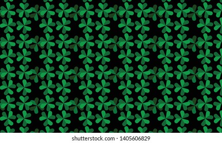 Green Clover Grass Pattern Background. Green Lucky Leaf. Vector EPS 10