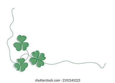 Green clover hand drawn vector illustration, four leaf clover doodle for St Patrick day greeting card design