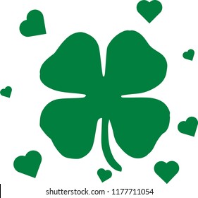 Green clover with heart leafs vector illustration