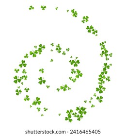 Green Clover Holiday Vector White Background. Spring Shamrock Air Template. Botanical Leaf Wallpaper. Bright Leaves Summer Illustration.
