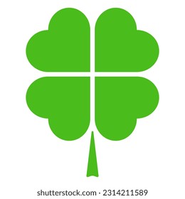 Green clover icon in vector. A symbol of good luck. Four leaf clover isolated	