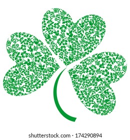 Green clover isolated on white background. Vector Version 