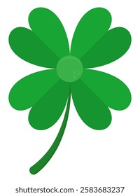 Green clover leaf flat icon isolated on white background.