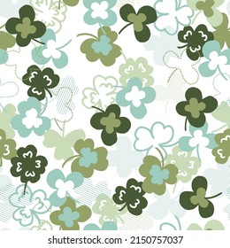 Green Clover Leaf Garden Lucky Vector Graphic Seamless Pattern can be use for background and apparel design