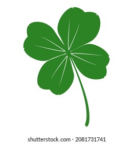 Icono de hoja de trébol verde aislado en fondo blanco. Amante con cuatro pétalos. Señal de Shamrock. Símbolo del día de los patronos. Lucky quatrefoil clover marca o logotipo. Pictograma del festival irlandés. Ilustración del vector