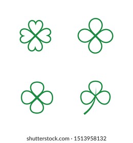 Green Clover Leaf icon Template Design Vector