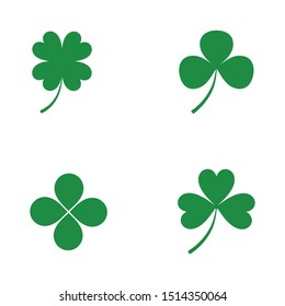 Green Clover Leaf icon Template Design Vector