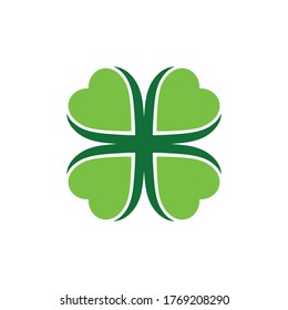 Green Clover Leaf icon Template Design Vector