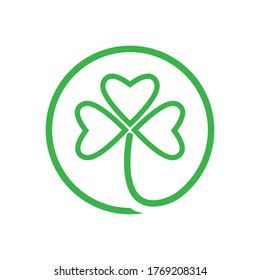 Green Clover Leaf icon Template Design Vector