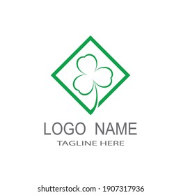 Green Clover Leaf icon Template Design Vector