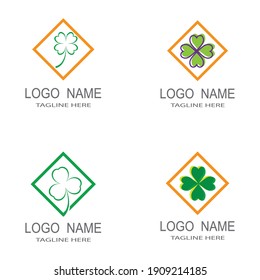 Icono Verde de hoja de trébol Vector de plantilla de diseño