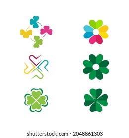 Green Clover Leaf icon Template Design Vector