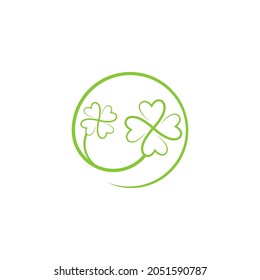 Green Clover Leaf icon Template Design Vector