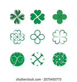 Green Clover Leaf icon Template Design Vector