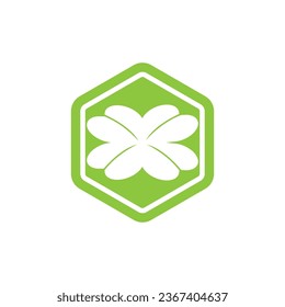 Green Clover Leaf icon Template Design Vector