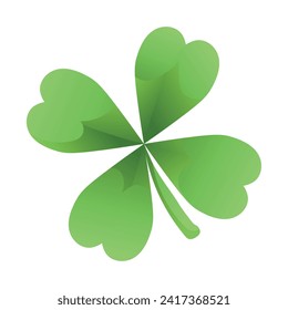 Green clover leaf on white background. St. Patrick's Day