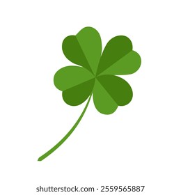 Green clover leaf on white background. Good luck talisman