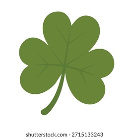 Green clover leaf symbol of luck for Saint Patrick Irish flat vector illustration.