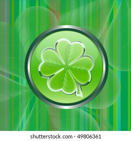 Green clover leaf vector sign on green background