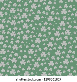 Green clover leaves mosaic texture isolated on dark background. Happy St. Patrick s Day shamrock wallpaper. Seamless pattern. Abstract geometric shapes gradient vector illustration