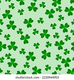 Green clover leaves seamless pattern. Minimal vector background. Clover sign symbol pattern. Vector illustration