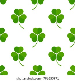 Green clover leaves seamless pattern