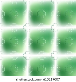 Green clover leaves vector seamless pattern. St. Patrick's day background.