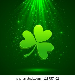 Green clover in the magic light Patrick's day background