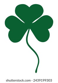 Green Clover on White Background. Simple Illustration of a Clover Plant. St. Patrick's Day or Luck Symbol. Vector Design.