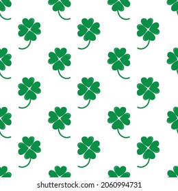 
Green clover on white isolated background, seamless vector pattern