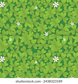 Green Clover Print Pattern for Saint Patrick's Day: Festive Irish Celebration Background, Vector, Illustration