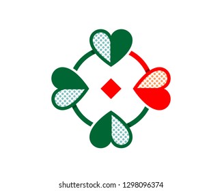 green clover red heart love ornament design