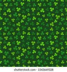 Green clover seamless pattern. St. Patrick's day background