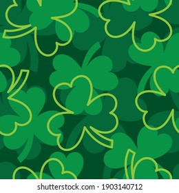 Green clover seamless pattern. St Patrick's day vector illustration.