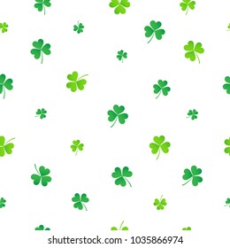 Green clover seamless pattern vector illustration. St. Patrick's Day texture background