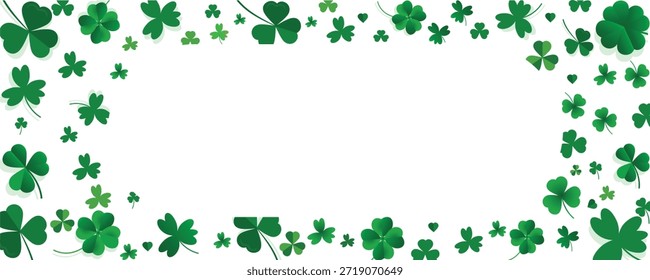 Trevo verde e moldura da borda de Shamrock para o vetor do dia de São Patrício