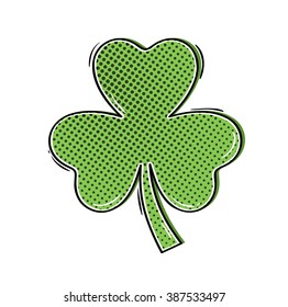 green clover shamrock in comic style as a symbol of st. Patrics day and luck