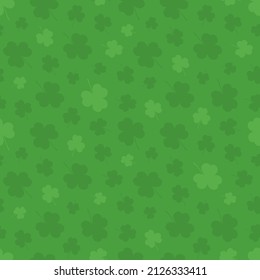 Green clover, shamrock leaves vector seamless pattern background for St.Patrick’s Day design.
