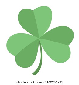 Green clover shamrock on white background in flat style