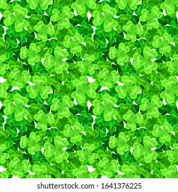 Green clover Shamrock seamless pattern. St. Patrick's day