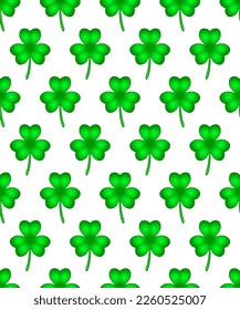Green clover shamrock seamless pattern. Symbol of St. Patrick's Day in Ireland
